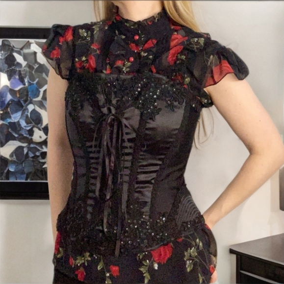 Simon Chang Tops - SIMON CHANG black lace corset